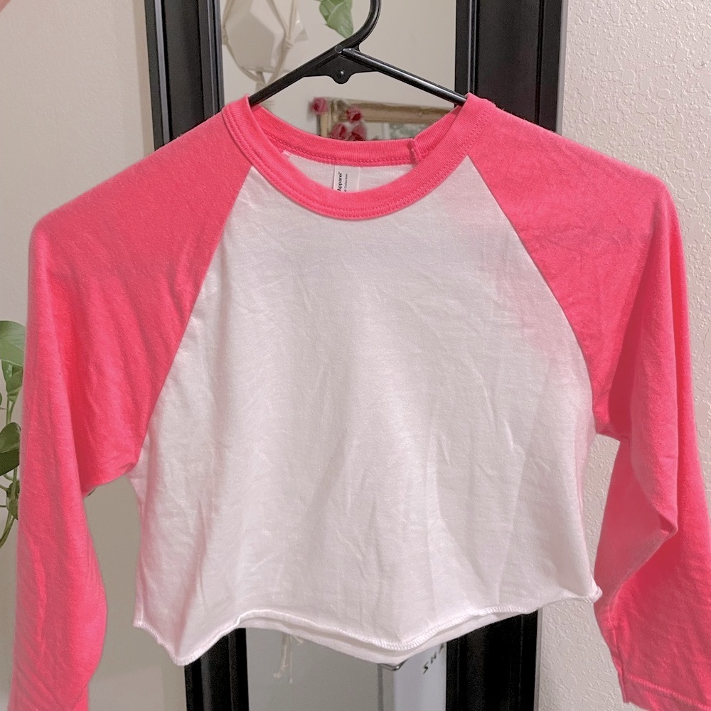 American Apparel cropped baseball tee - hot pink